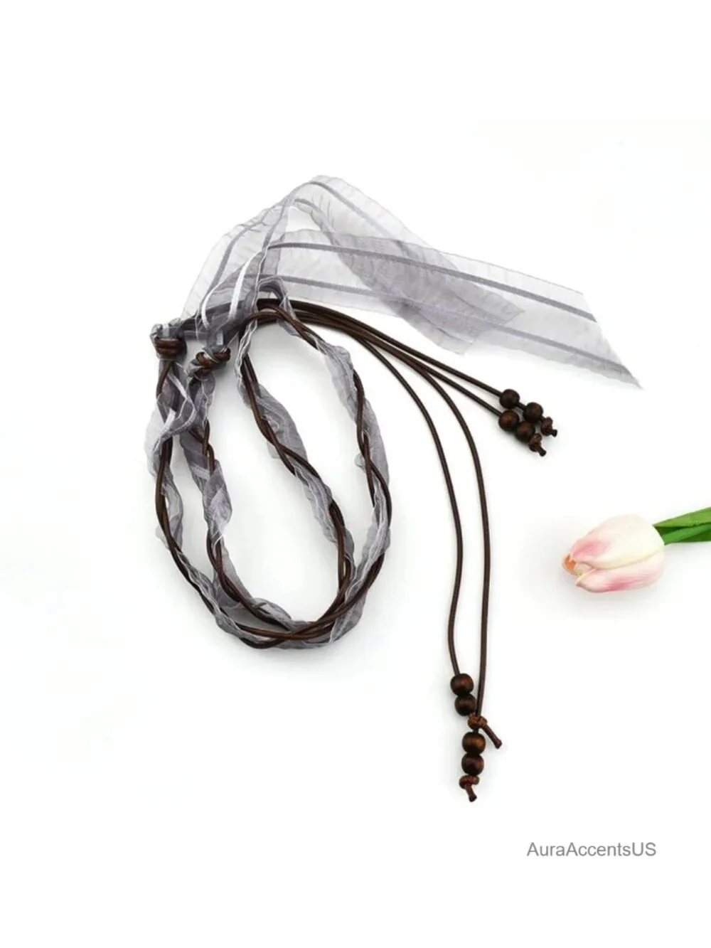 Woven Western Boho Rope Braided Belt with Tassels for Women